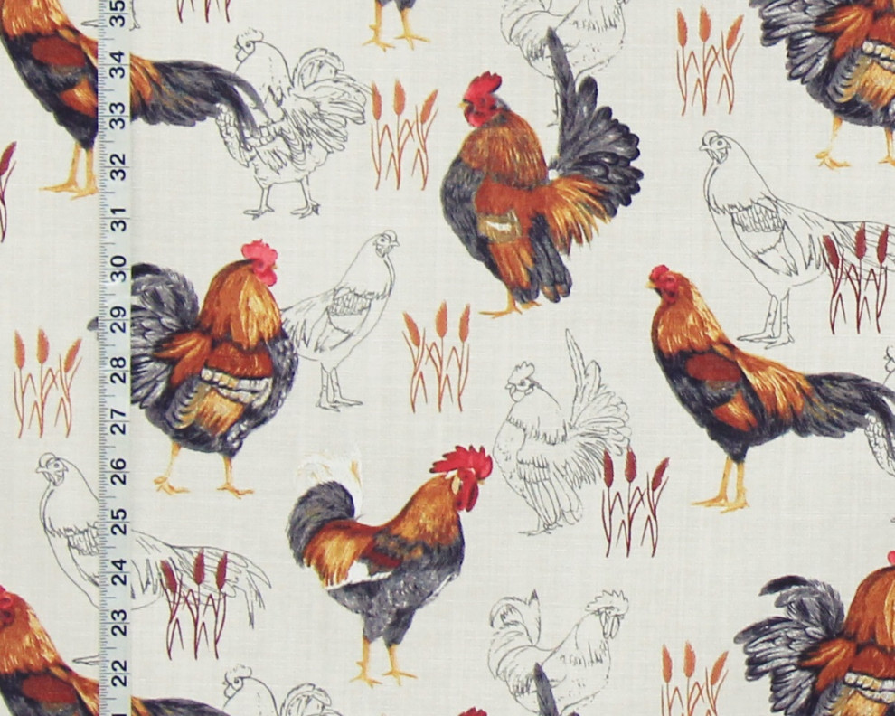 Rooster Toile fabric chicken farmhouse home decorating material