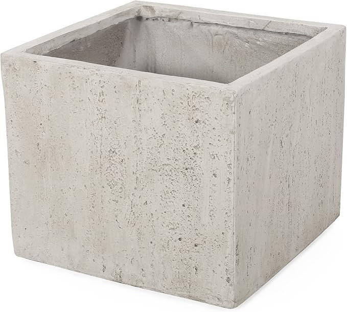 Christopher Knight Home Vanessa Outdoor Modern Large Cast Stone Square Planter, White, 21.50 D x 21.50 W x 18.75 H