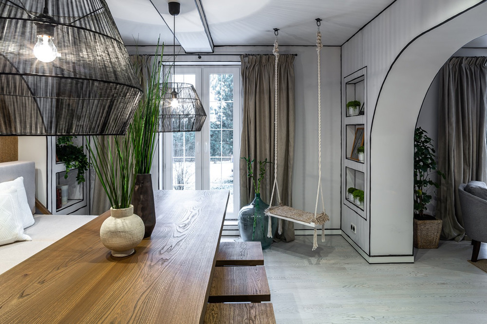 Проект переделки гостиной в загородном доме для Дачного ответа на НТВ