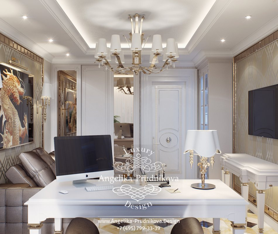 Дизайн-проект интерьера Кабинета в светлых оттенках в ЖК Долина Сетунь ...