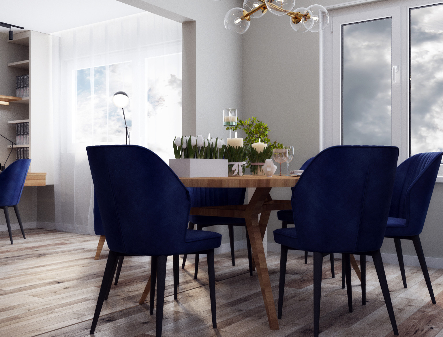 Дизайн с акцентным синим