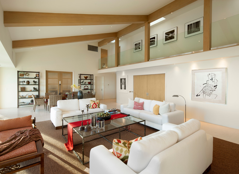 Photo of a contemporary open concept living room in Santa Barbara with no fireplace.