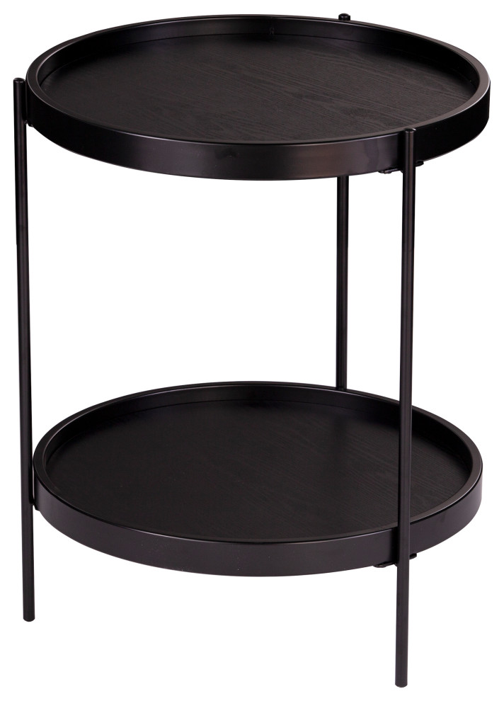 Vestal Round Farmhouse Style End Table Transitional Side Tables And