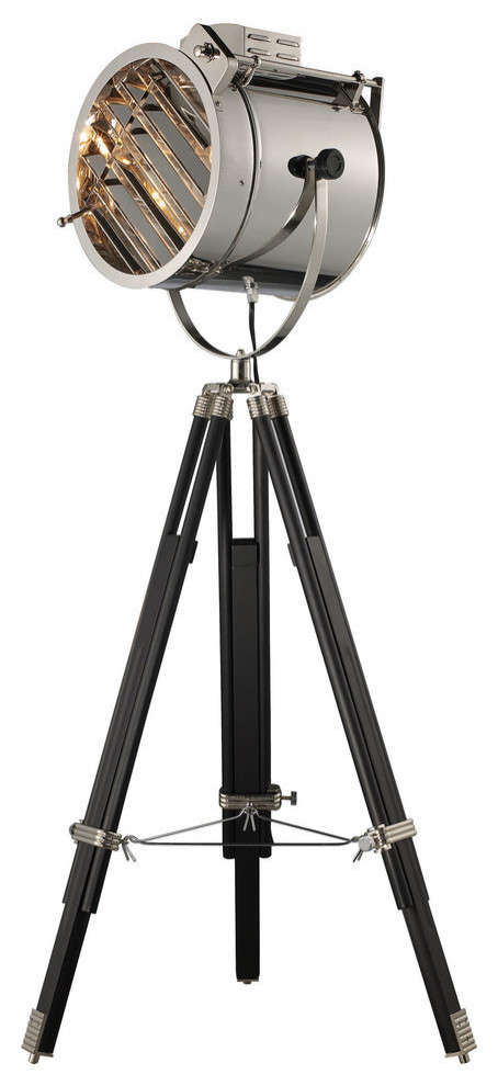 45-67" Curzon Adjustable Floor Lamp, Chrome and Black