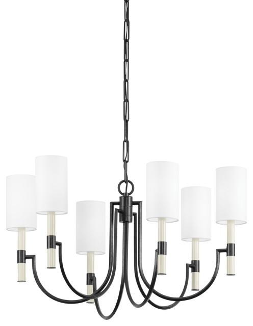 6-Light Chandelier, Forged Iron