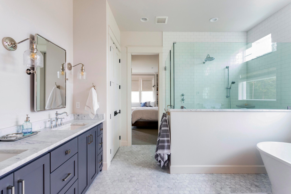 Example of a transitional bathroom design in Seattle