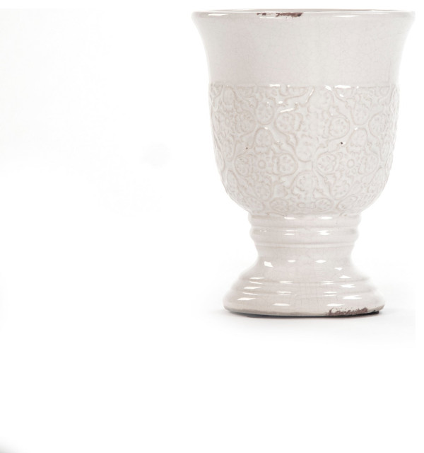 Distressed Crackle White Vase