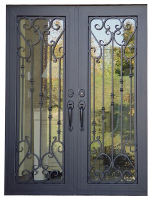 Square Top Baroque Inspired Dual Door Frame And Threshold 72 X96