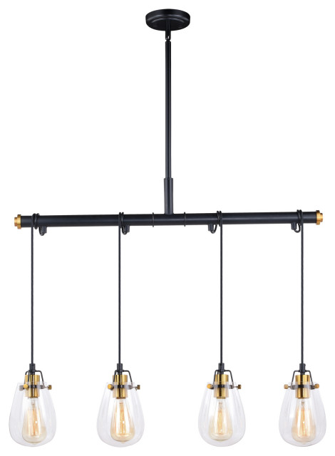 Vaxcel Lighting P0234 Kassidy 4 Light 32-1/2"W Pendant - Black and Natural
