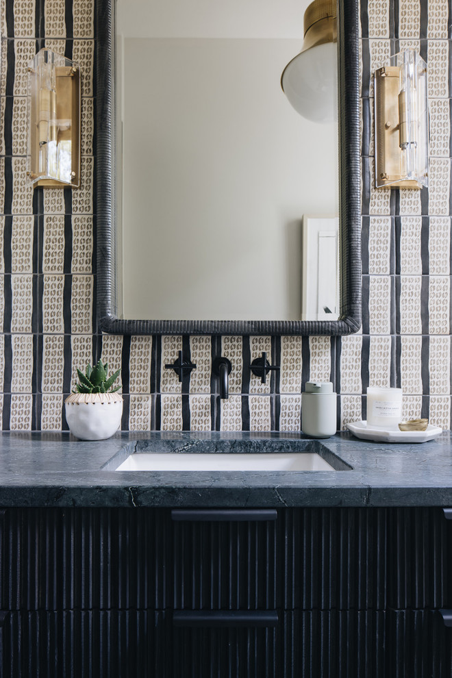 Transitional powder room photo in Chicago