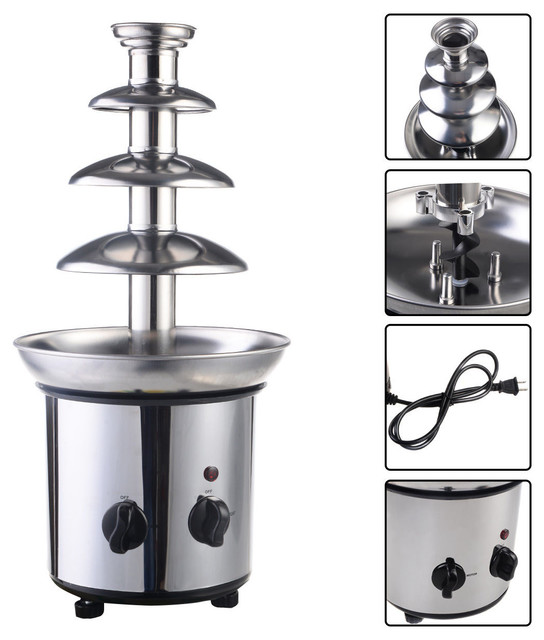 Chocolate Fondue Fountain 4 Tiers Commercial Stainless Steel Hot