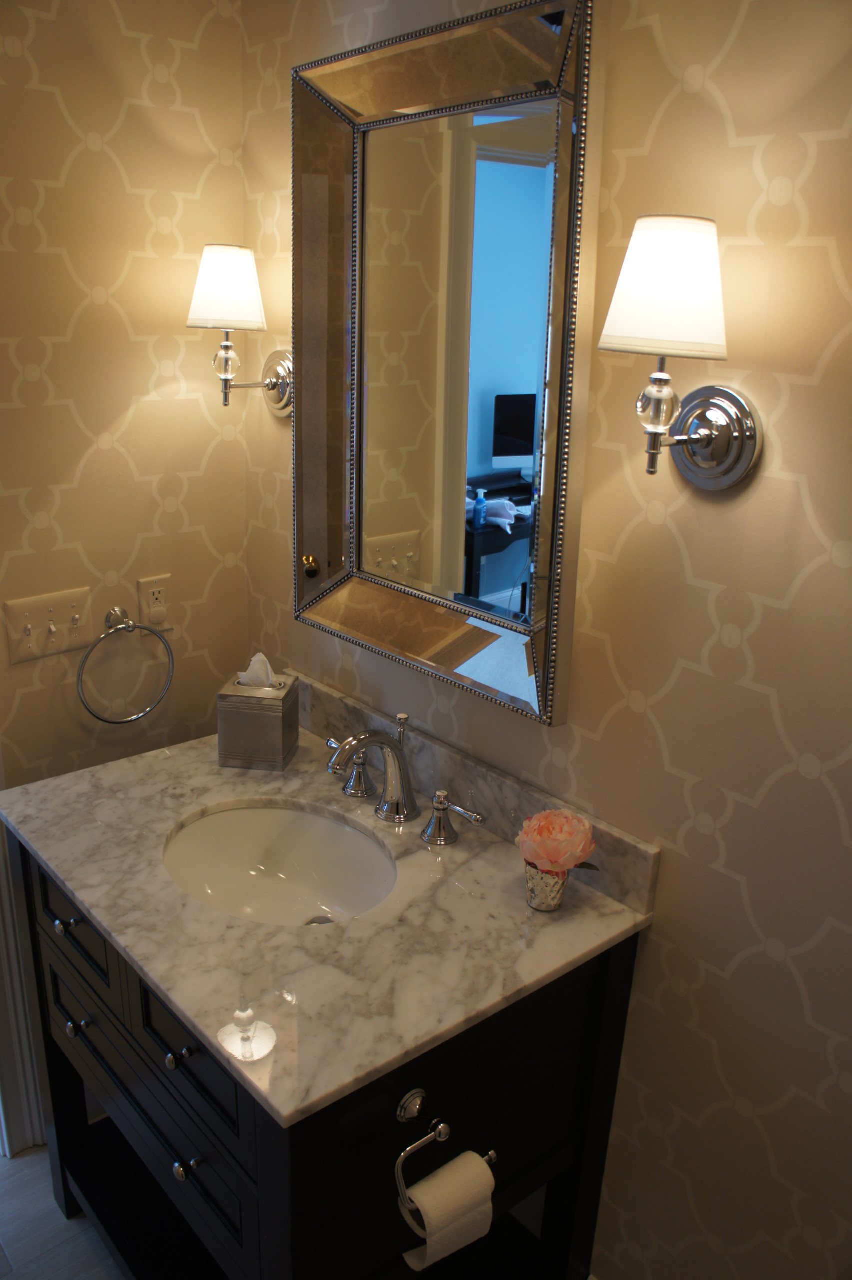 Wallpapered Powder Room