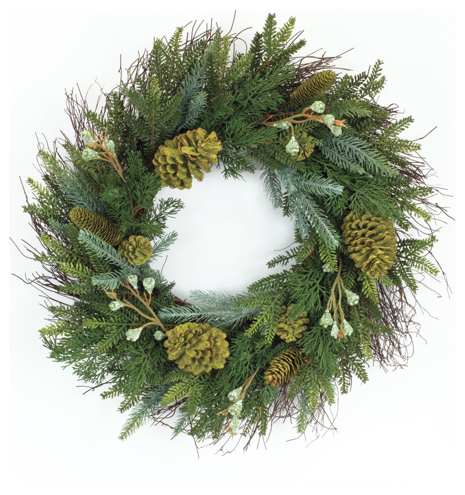 Mixed Pine Wreath 23"D Pvc