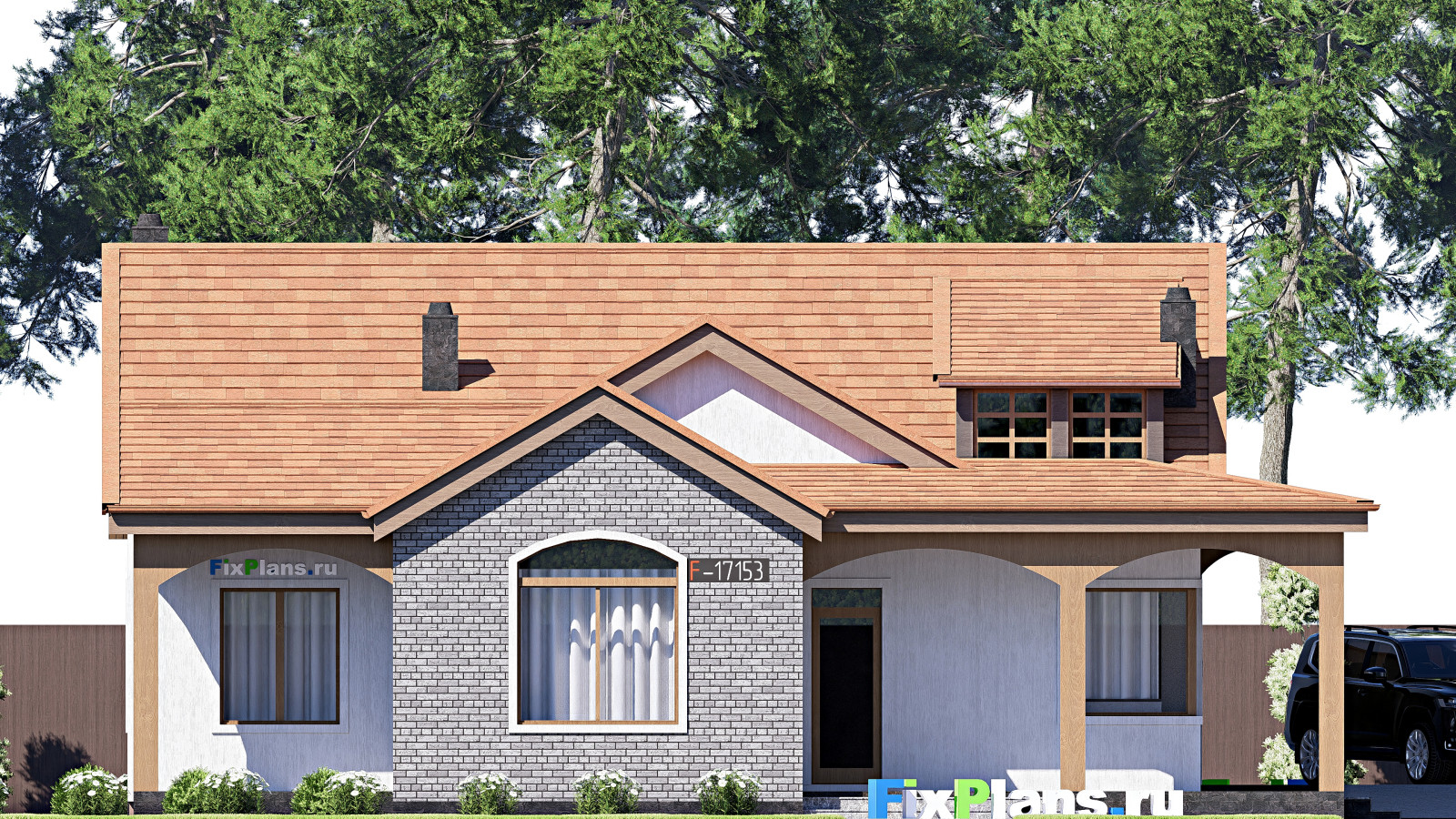 Проект одноэтажного дома 15х16м S168м2 F-17153