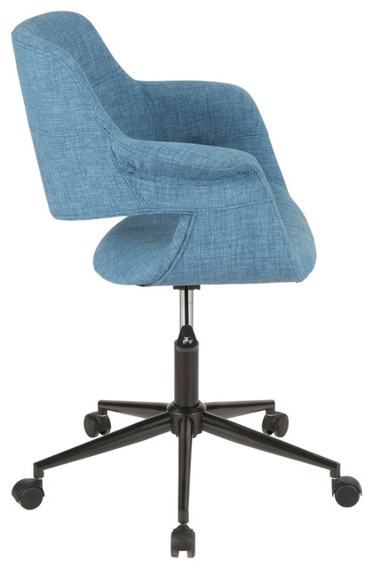 LumiSource Vintage Flair Office Chair, Blue With Black Metal Base ...