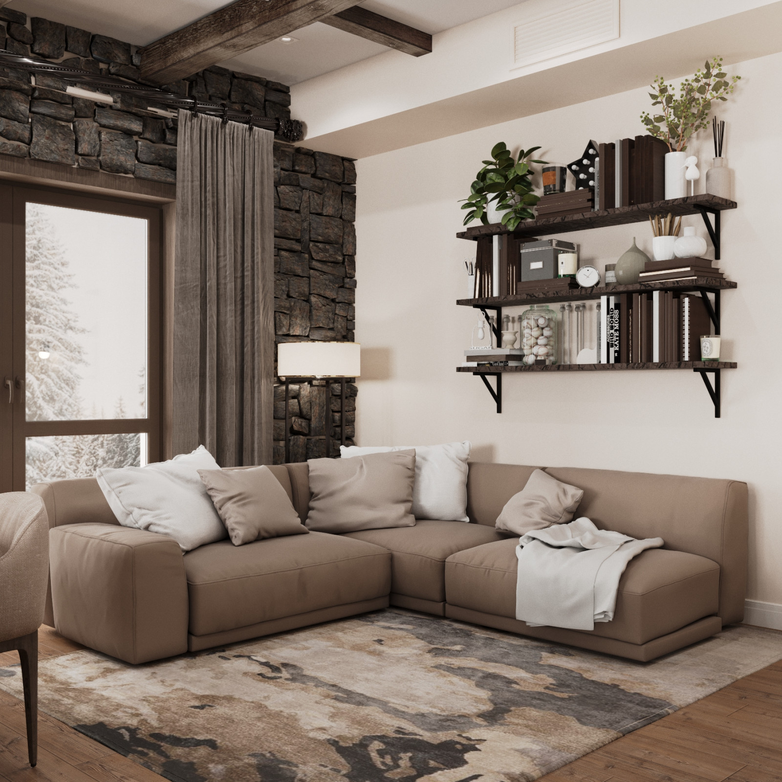 Дизайн интерьера гостиной на Луговой 41кв м