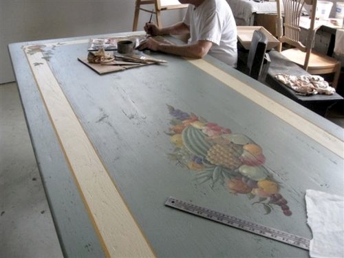 Hand Painted Farm Table With Artwork