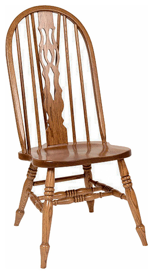 Amish Oak Windsor/Fiddleback Dining Chair Traditional Dining Chairs