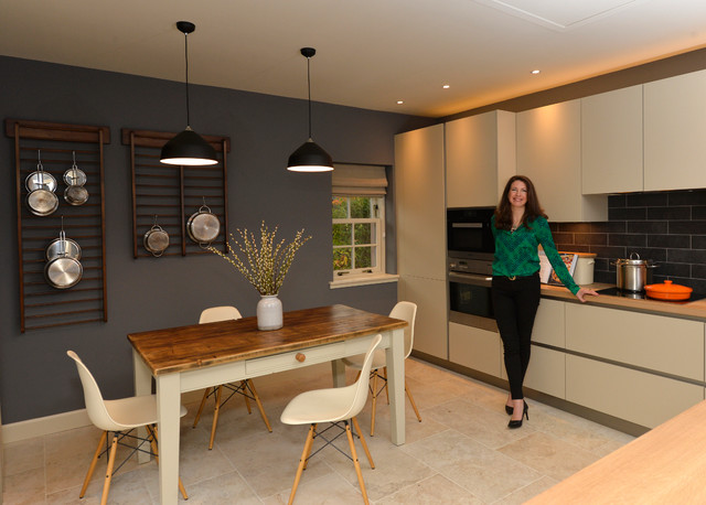 Warm slate grey kitchen transitional-kitchen