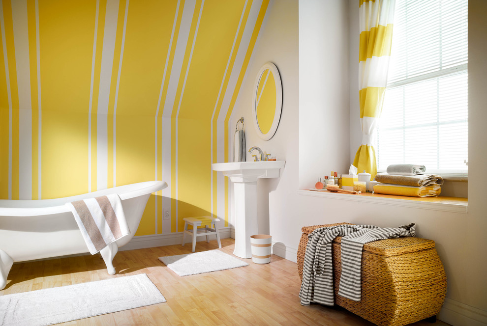 Inspiration for a light wood floor bathroom remodel in Cleveland