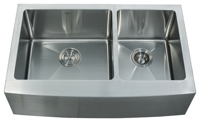 Kraus 33" Farmhouse Double Bowl Stainless Steel Sink Combo Set