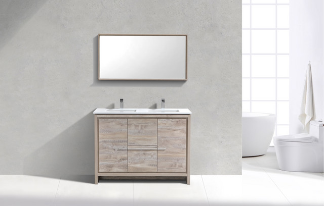 Dolce 48 Double Sink Bathroom Vanity, Wood Bathroom Vanity With White Sink