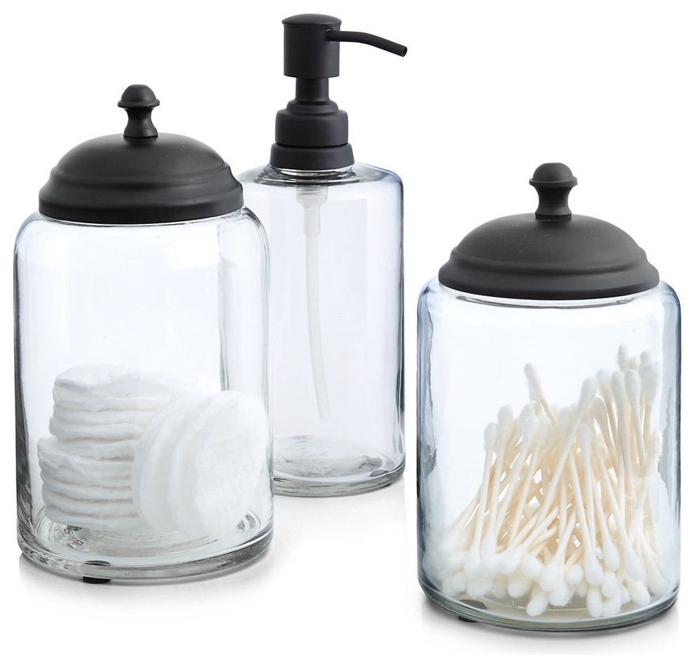 Lonestar 3Piece Glass Canister Set Contemporary Bathroom Accessory
