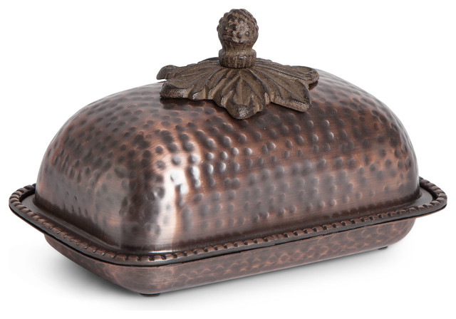 hammered copper butter dish