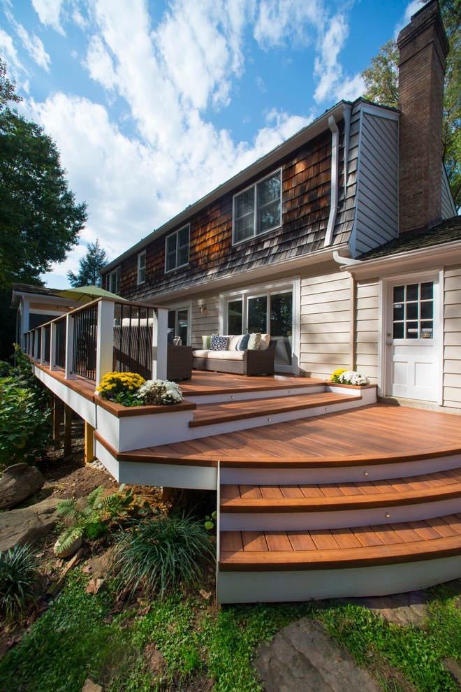 Deck - large transitional backyard deck idea in DC Metro with no cover
