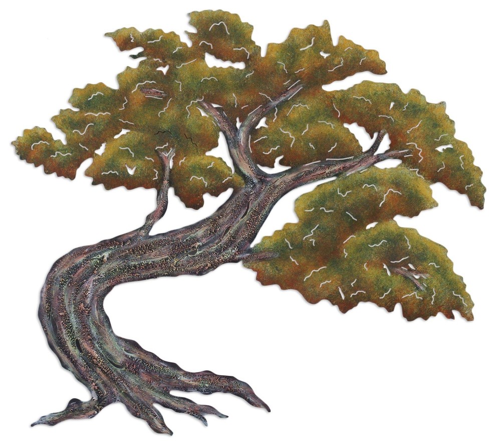 Bonsai Steel Wall Art, Medium Asian Paintings by NOVICA Houzz