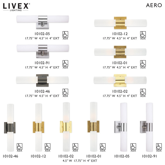 Livex Lighting Aero 2-Light ADA Bath Vanity Wall Light - Transitional ...