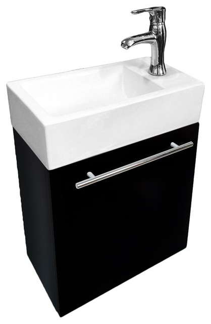 Wall Mount Bathroom Vanity Cabinet Sink With Faucet And Drain