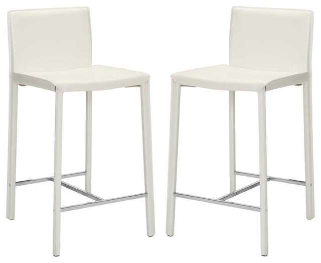 Contemporary Extra Tall Barstool in White - Set of 2