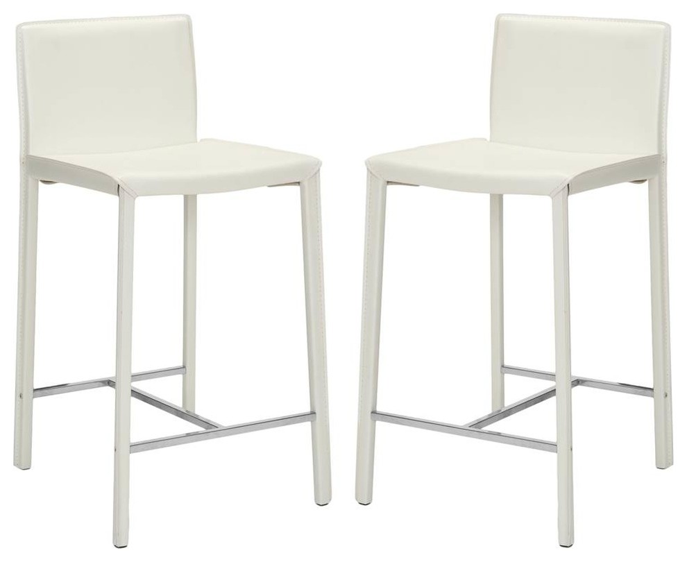 Contemporary Extra Tall Barstool in White - Set of 2