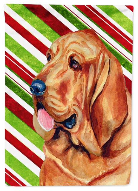 Lh9241Chf Bloodhound Candy Cane Holiday Christmas Flag Canvas