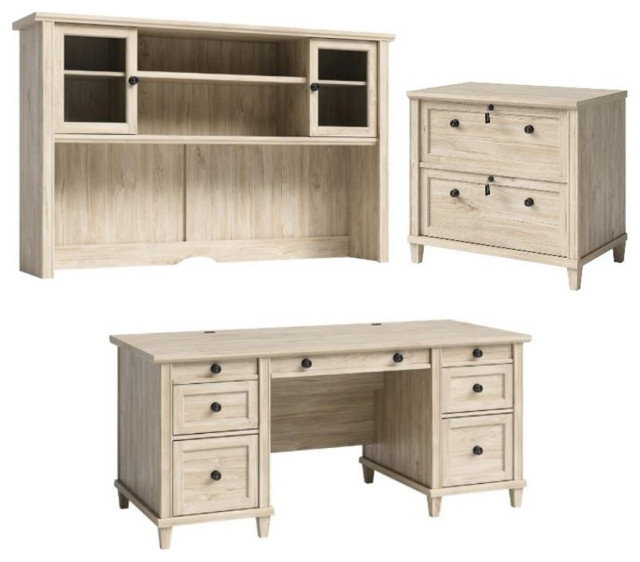 Home Square 3Piece Set with Executive Desk Hutch & Lateral File Desks And Hutches