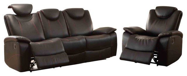 2 Piece Tagnon Set Double Reclining Sofa And Recliner Chair Black