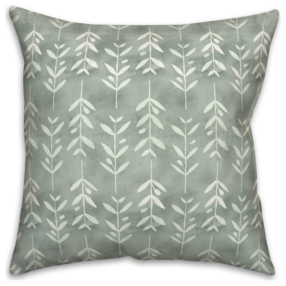 Leafy Vine Pattern Soft Green 5 20x20 Spun Poly Pillow