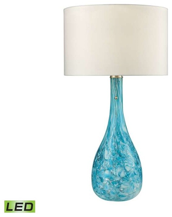 Mediterranean Blown Glass LED Table Lamp, Seafoam - Contemporary