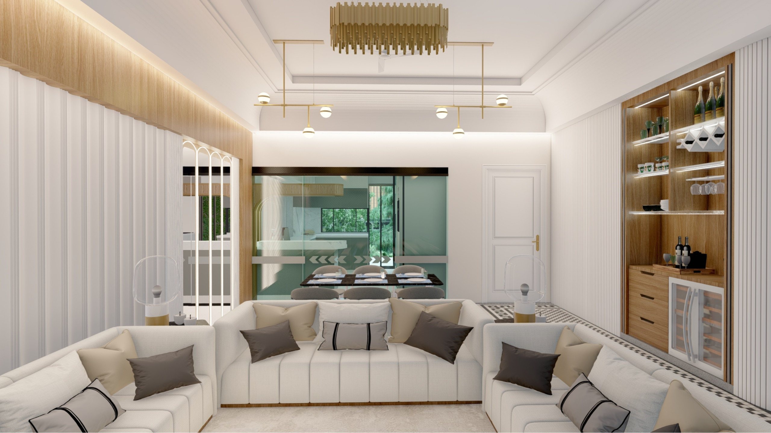 Chic Modern Living Space with Light Timber Features in Sunningdale
