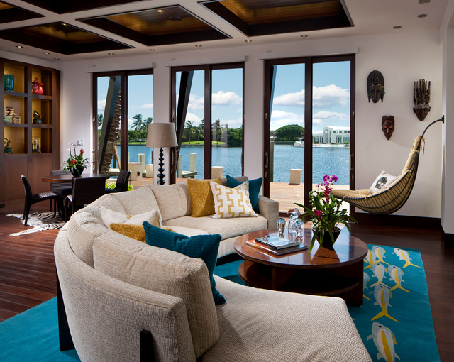 Boca Raton, FL tropical-living-room