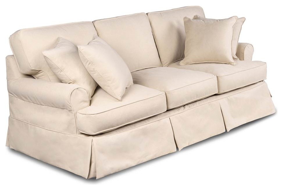 TCushion Sofa Slipcover Performance Fabric Tan Contemporary