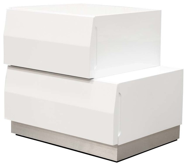 sense white high gloss bedside table with led light