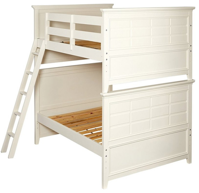 My Home Furnishings Bailey Engineered Hard Wood Twin Bunk Bed in Bright White
