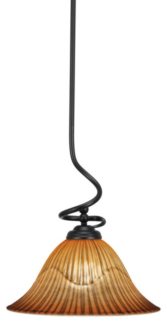 Image showcasing Capri 1-Light Stem Pendant with Hang Straight Swivel, Matte Black/Tiger ...