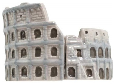 4 Inch Roman Coliseum Monument Salt and Pepper Shakers - Gray