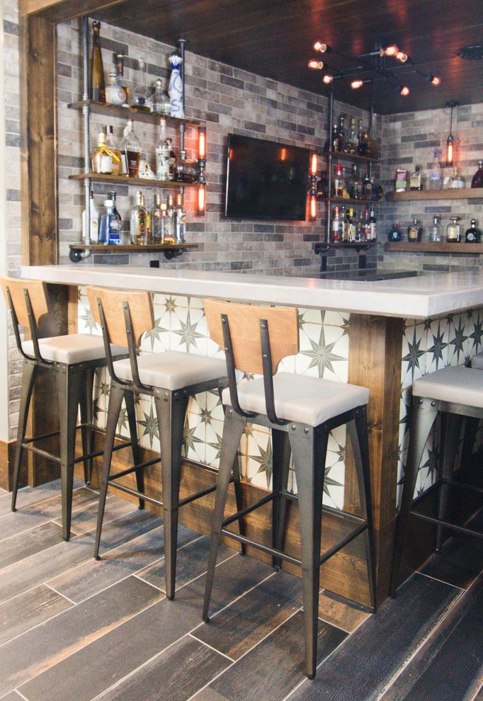 Industrial Man Cave Industrial Home Bar Grand Rapids by Inspired Life Interiors Houzz