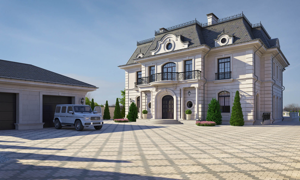 Архитектурный проект жилого дома с бассейном в классическом стиле. 1100кв.м.