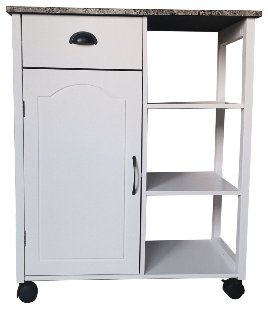 Brody Wheeled Kitchen Island Serving Cart With Storage Drawer