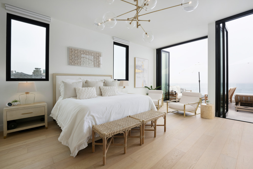 Design ideas for a coastal bedroom in San Diego.